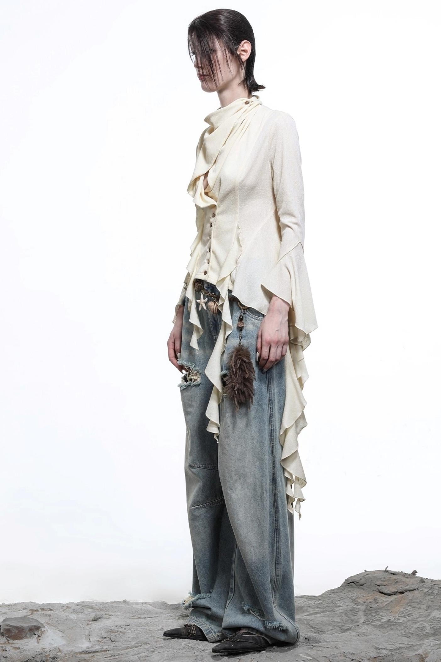 Lyocell Ruffled Cardigan