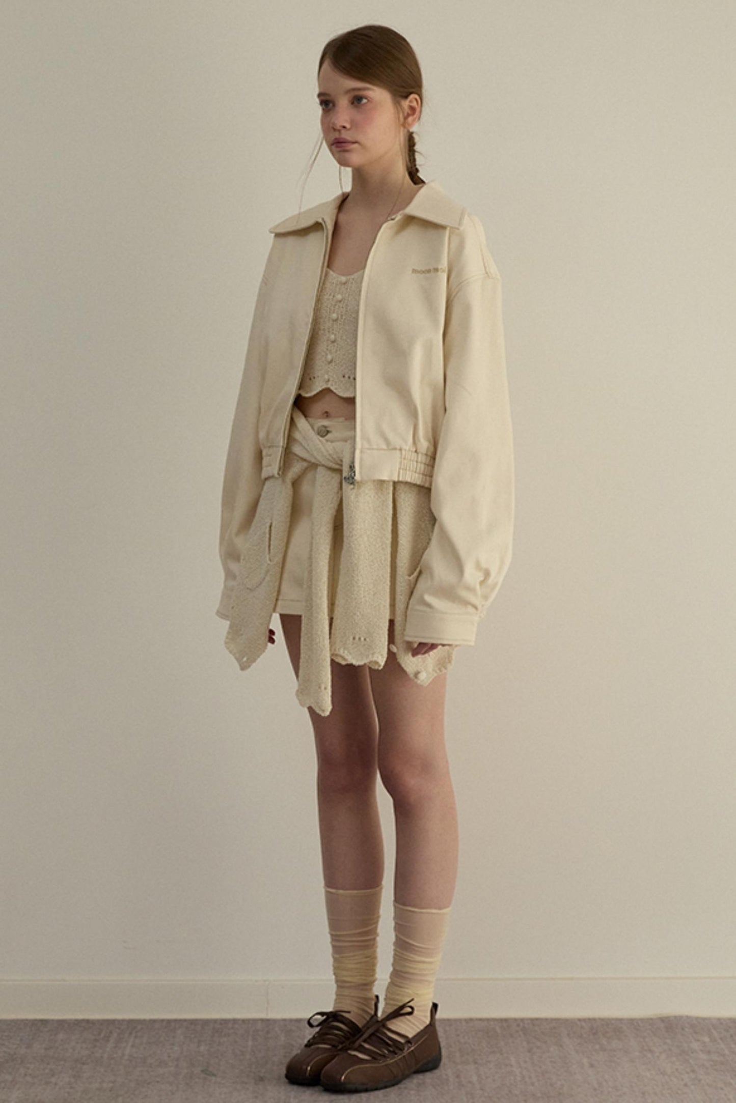 Embroidered A-Line Jacket Skirt Set-Up