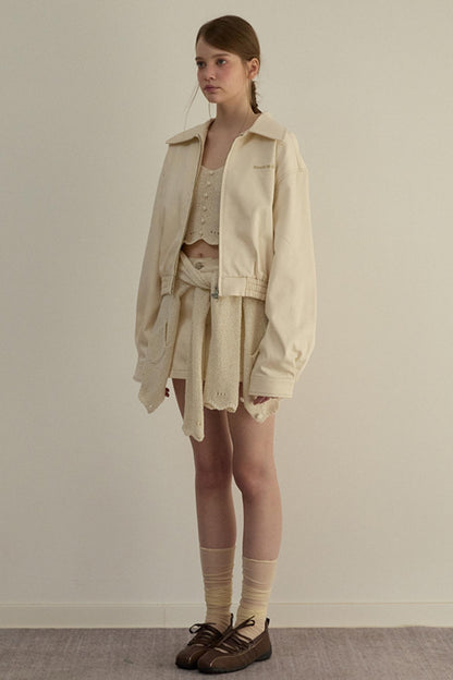 Embroidered A-Line Jacket Skirt Set-Up