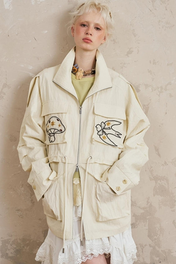 Cargo Pocket Embroidered Jacket