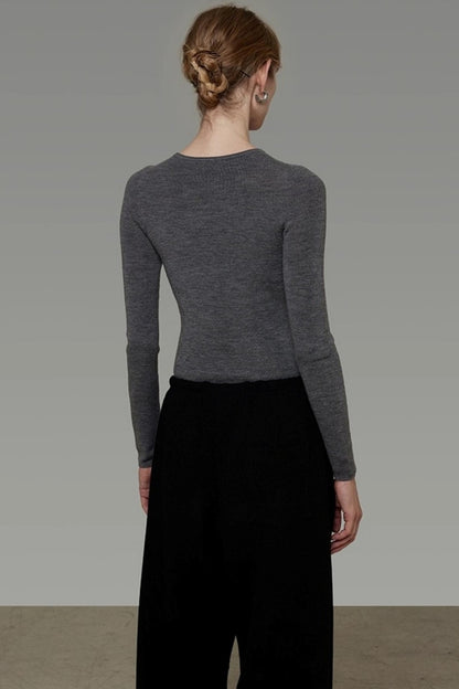 Wool Crew Neck Knitted Sweater