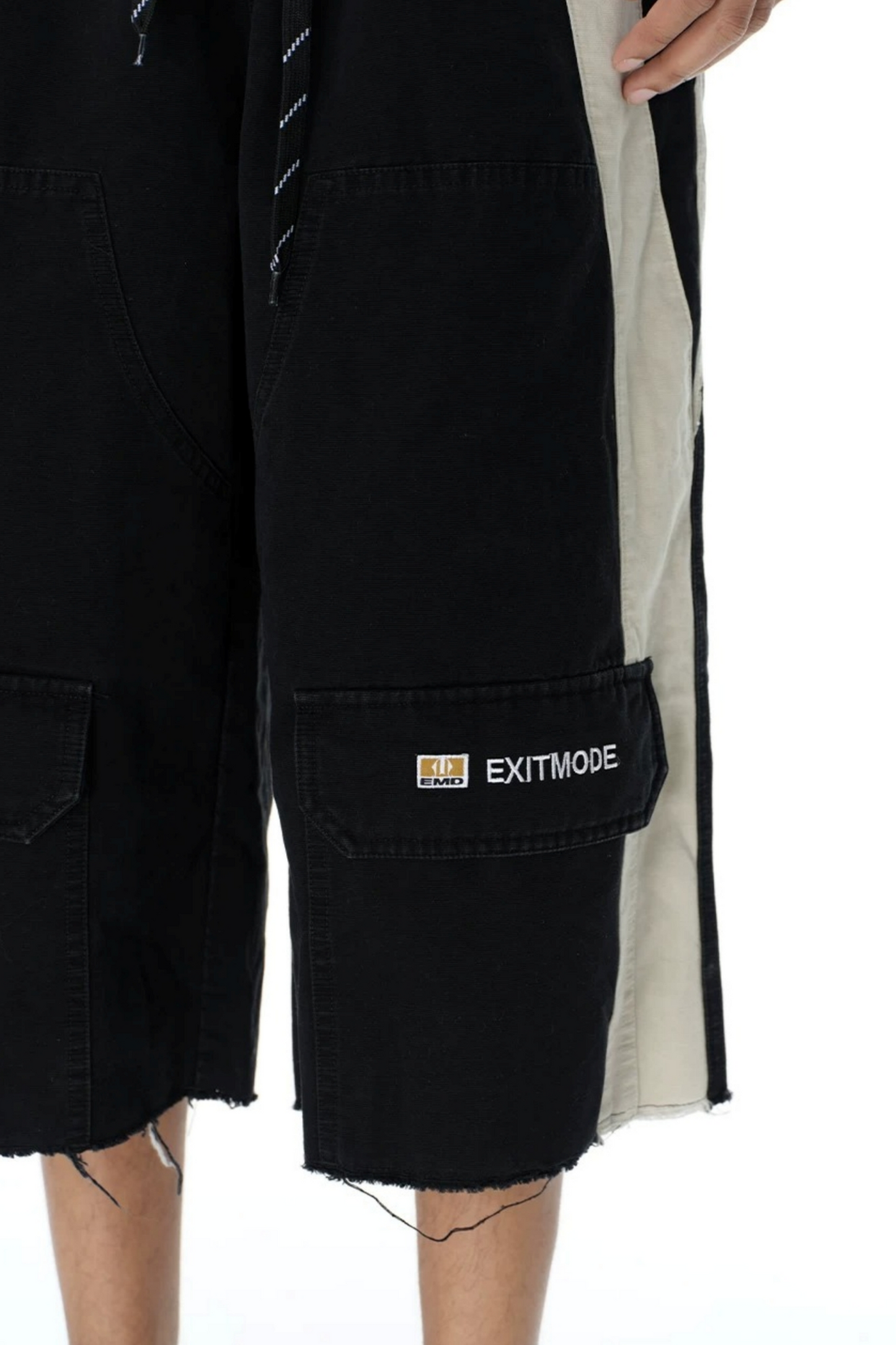 Washed Distressed Patchwork Shorts