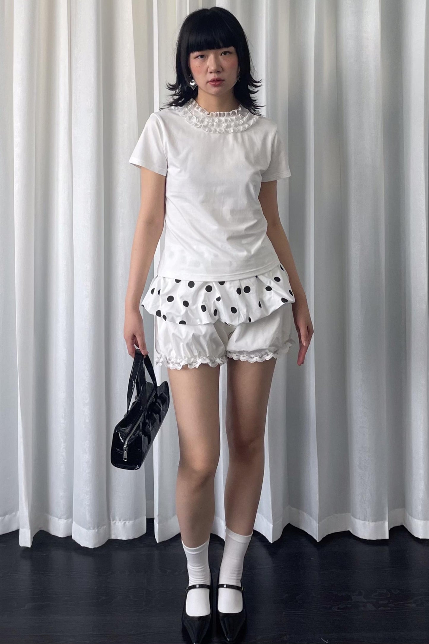 Ruffled Lace Neck T-Shirt