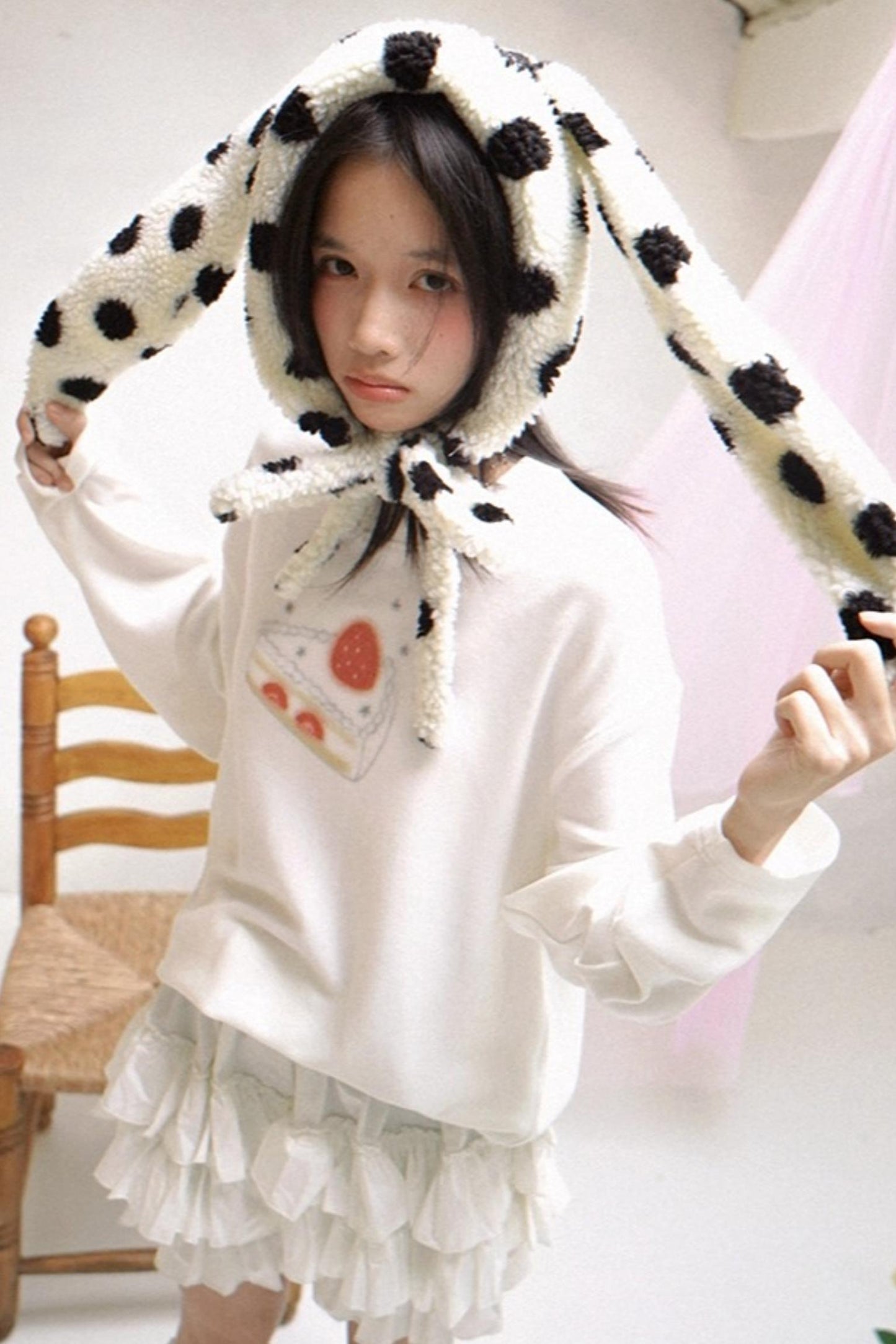 Happy Polka Dot Rabbit Ears Bow Hat