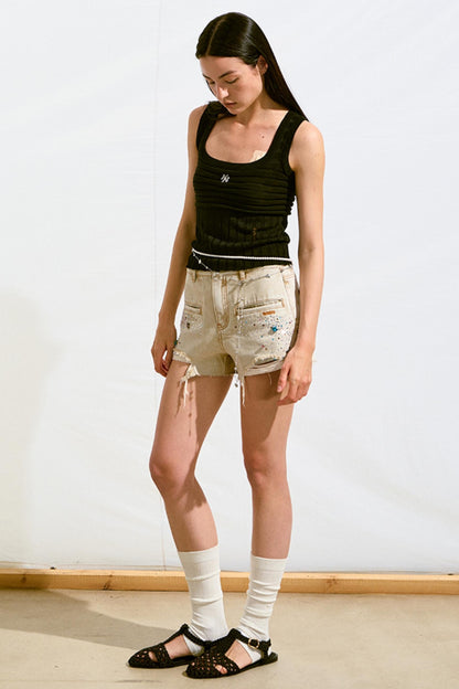 Jeweled Denim Shorts