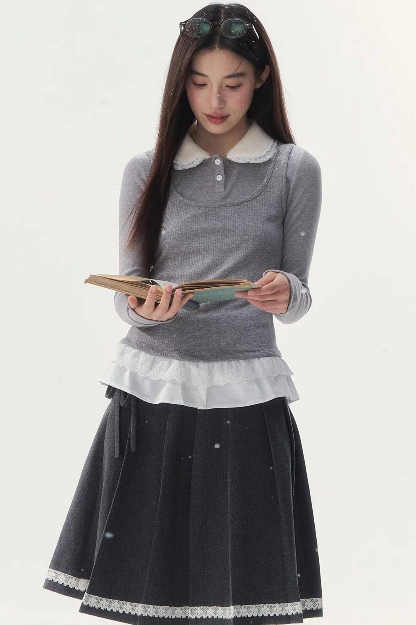Faux Two-Piece Knitted T-Shirt