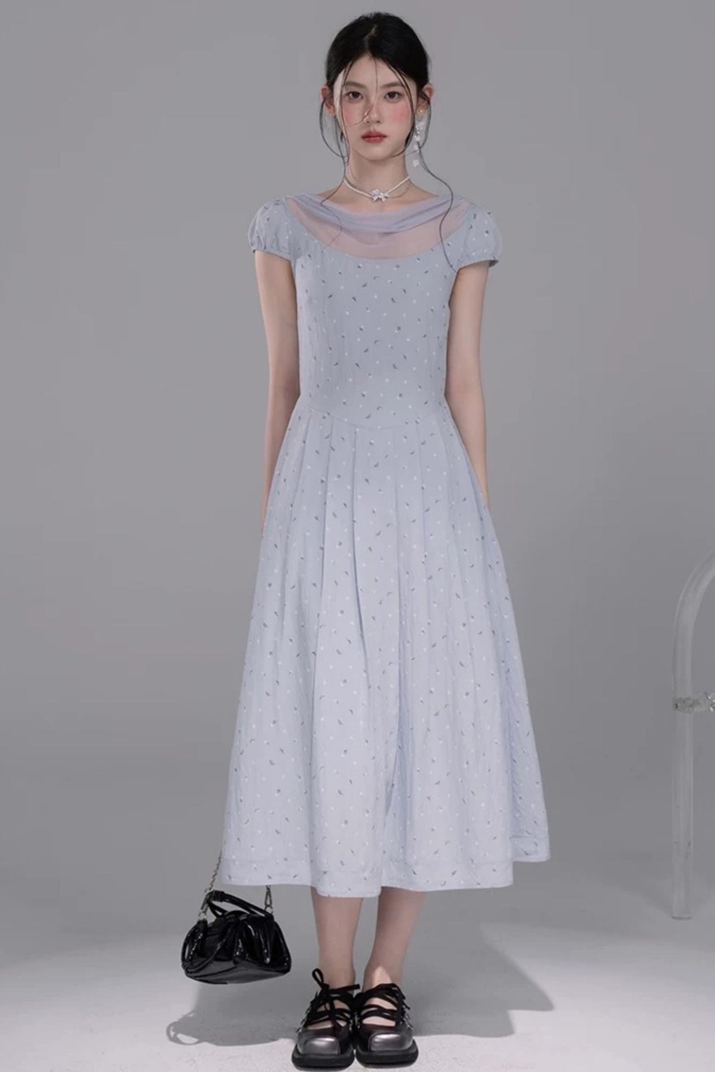 Misty Blue Ruffled Dress