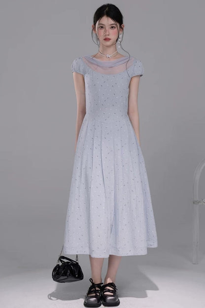 Misty Blue Ruffled Dress