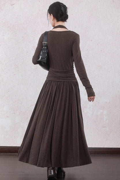 Latte Brown Wool Dress