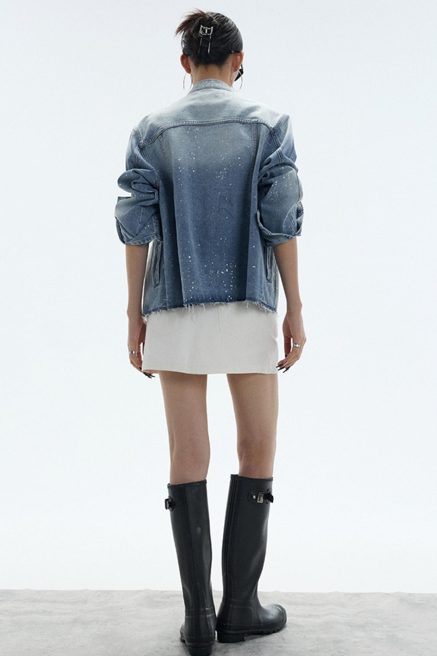 Slimming White A-Line Denim Skirt