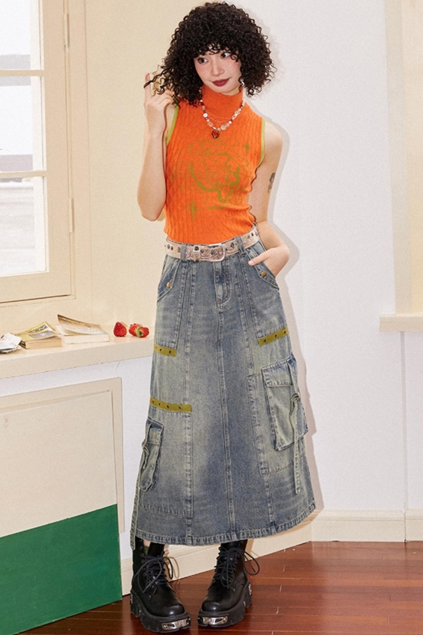 Slim Fit Casual Denim Skirt