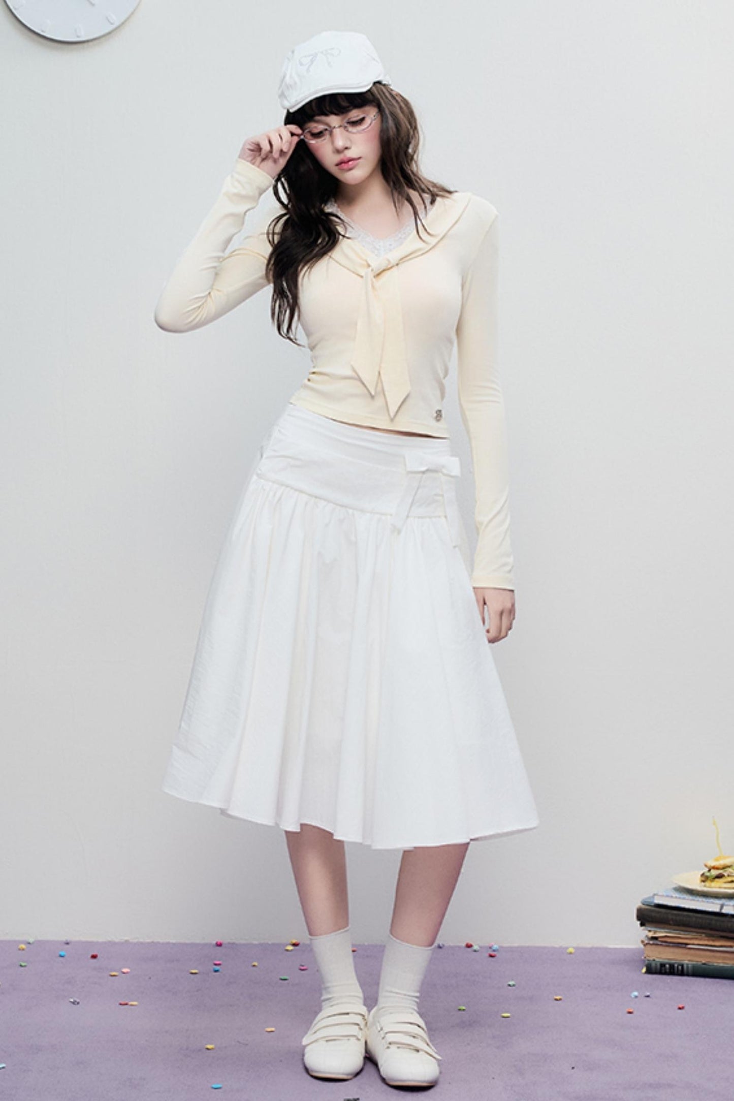 Spring Pleated Line Umbrella Skirt
