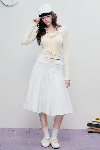 Spring Pleated Line Umbrella Skirt