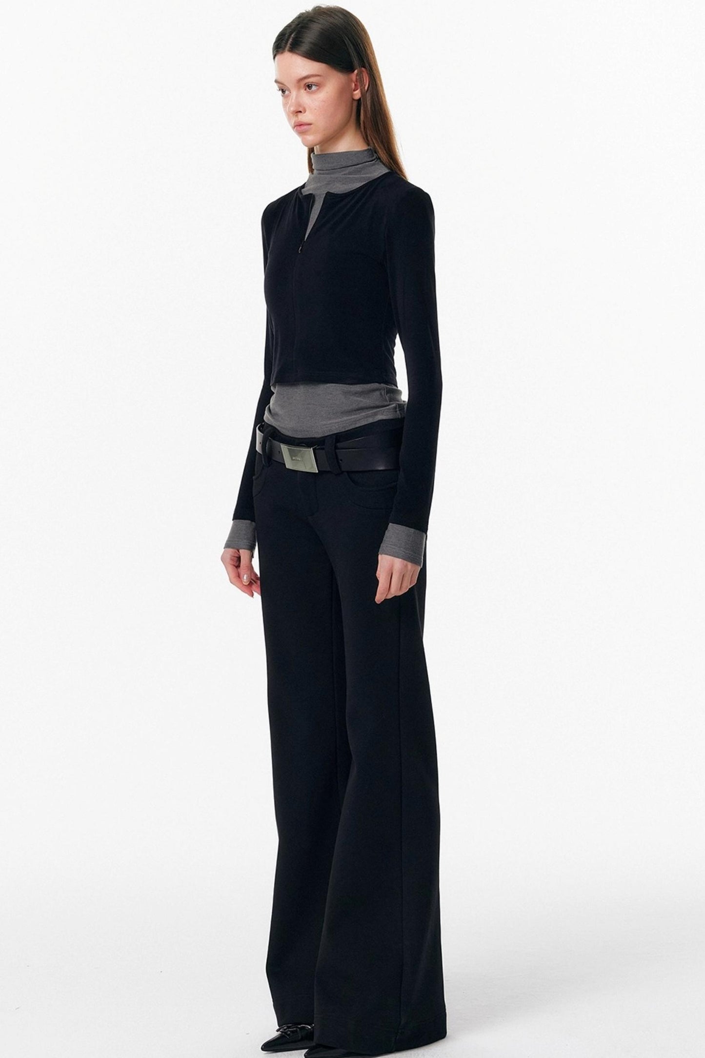 Velvet-Feel Color-Blocked Top