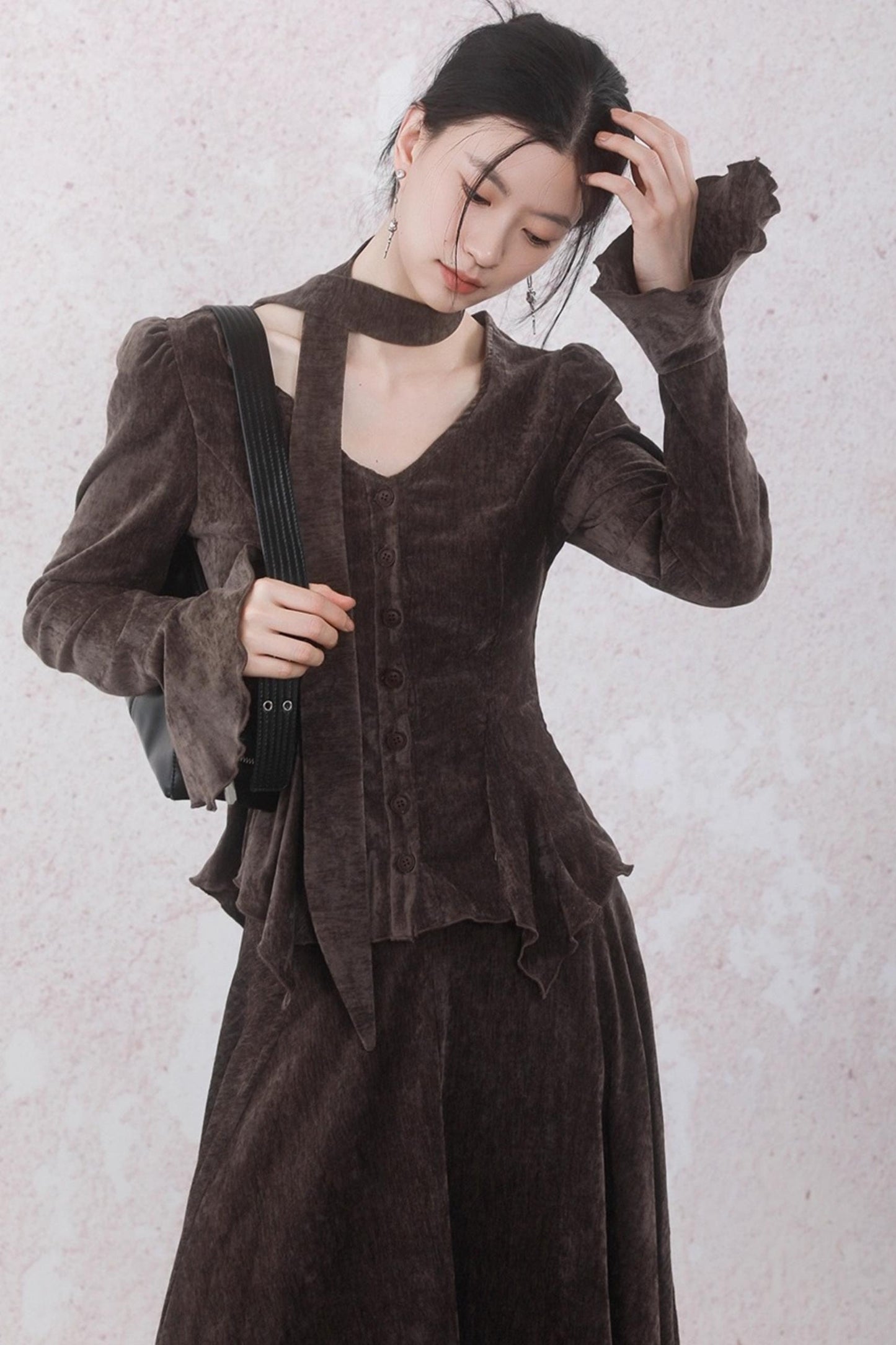 Winter Velvet Top Skirt Set-Up