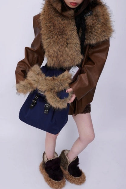 Furry Bear Crossbody Backpack