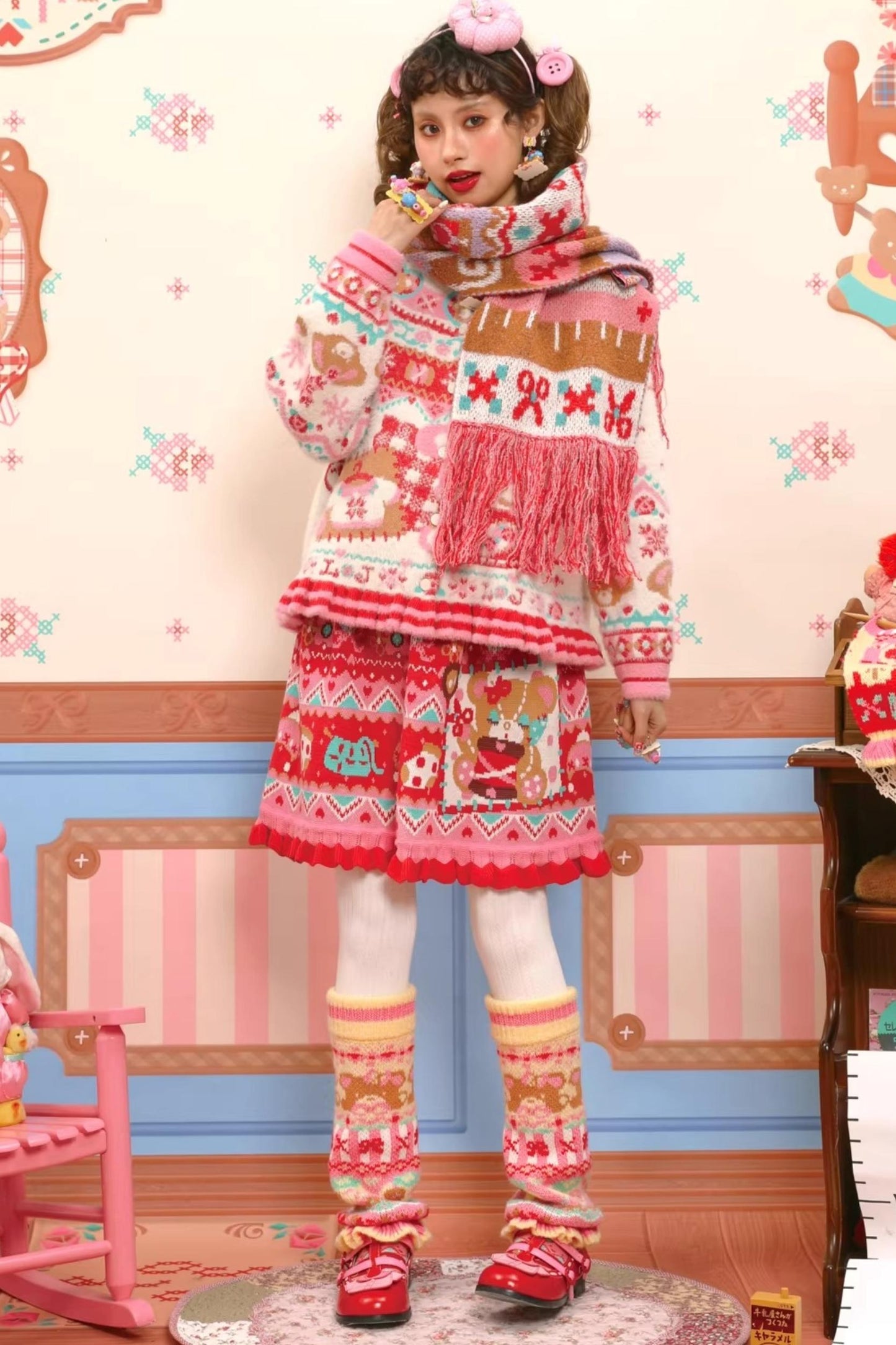 Fair Isle Mink Knit Cardigan