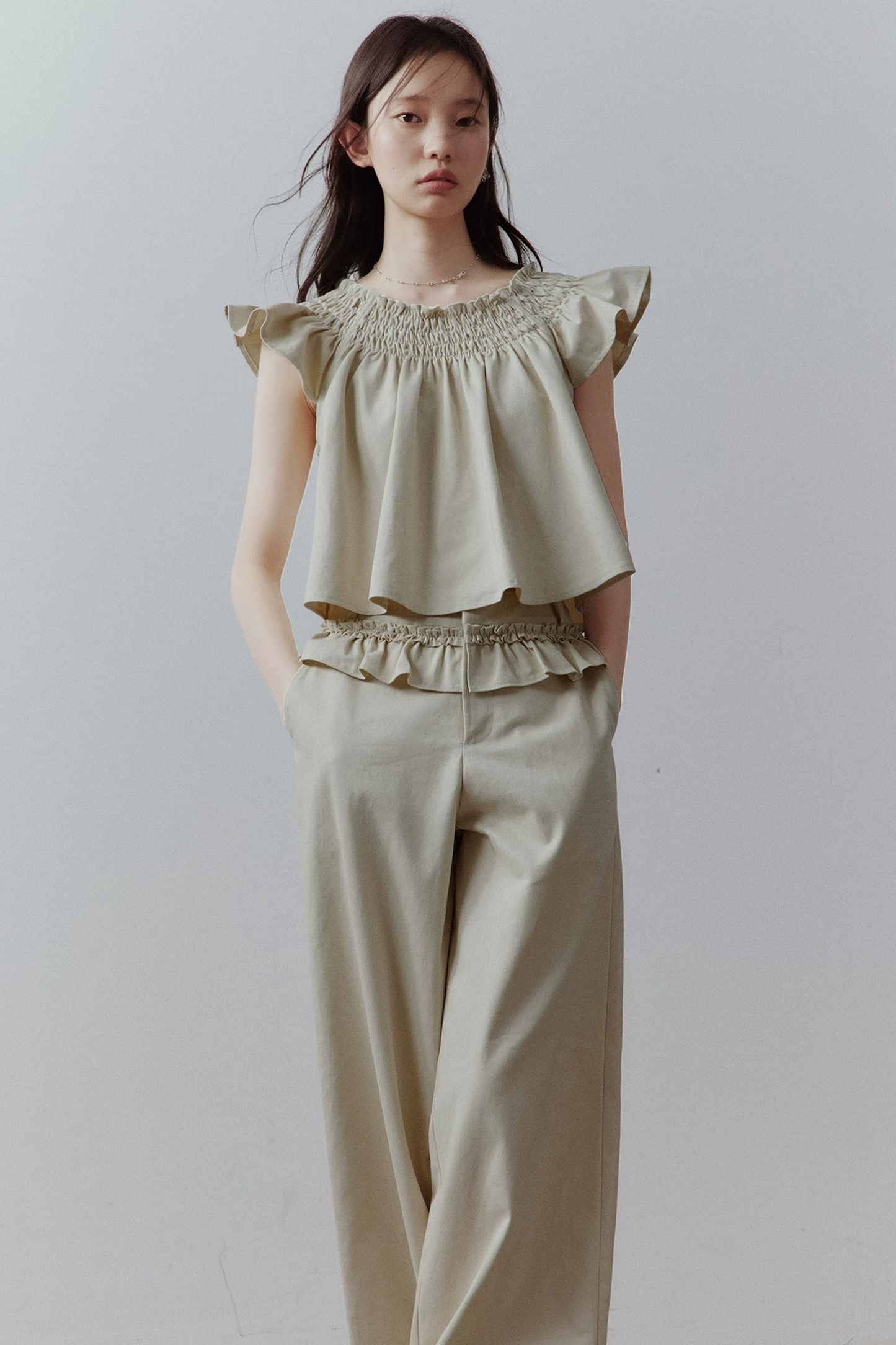 Apricot Gray Babydoll Top