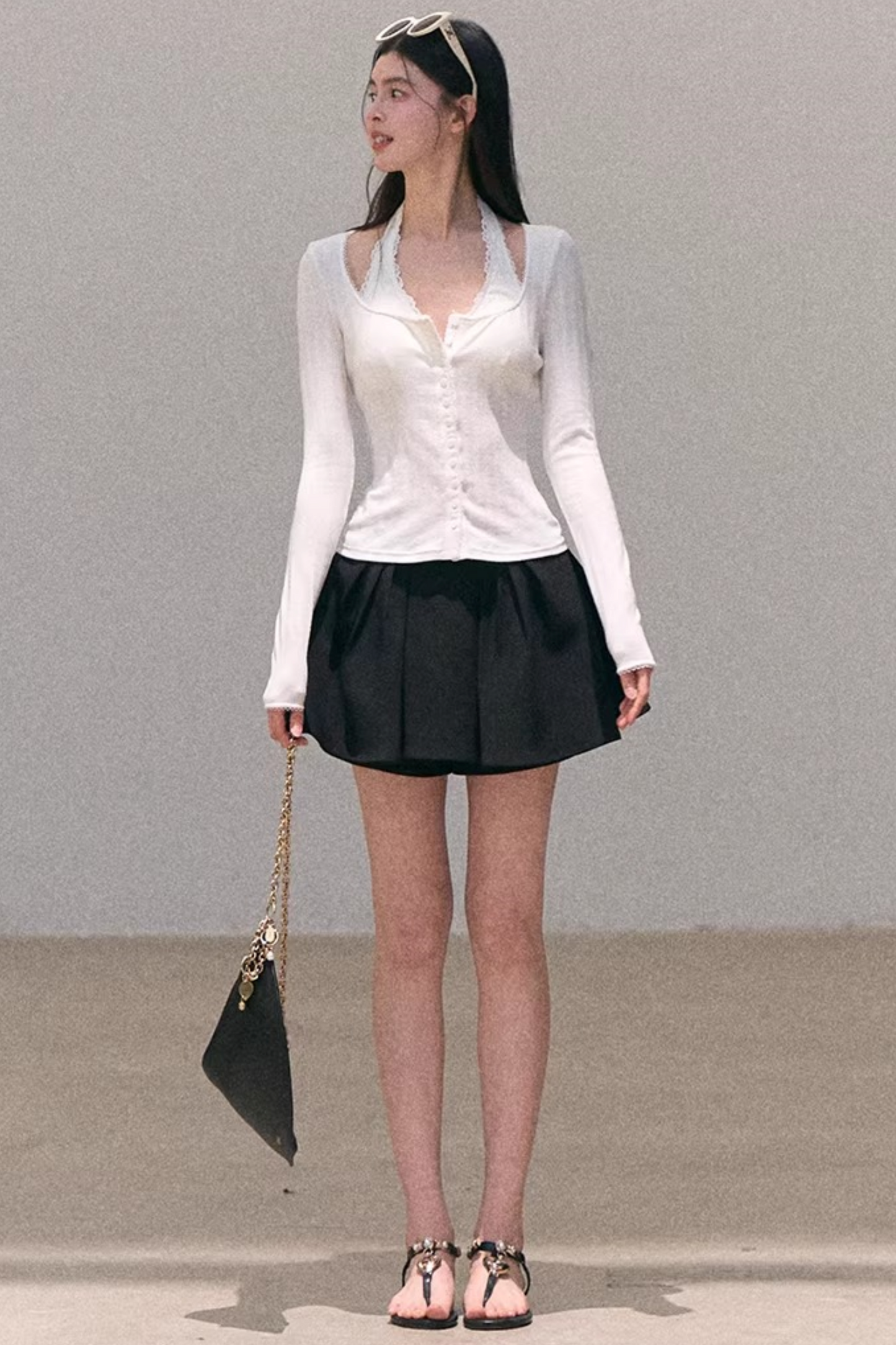 Hollow-Out Ribbed Knit Cardigan