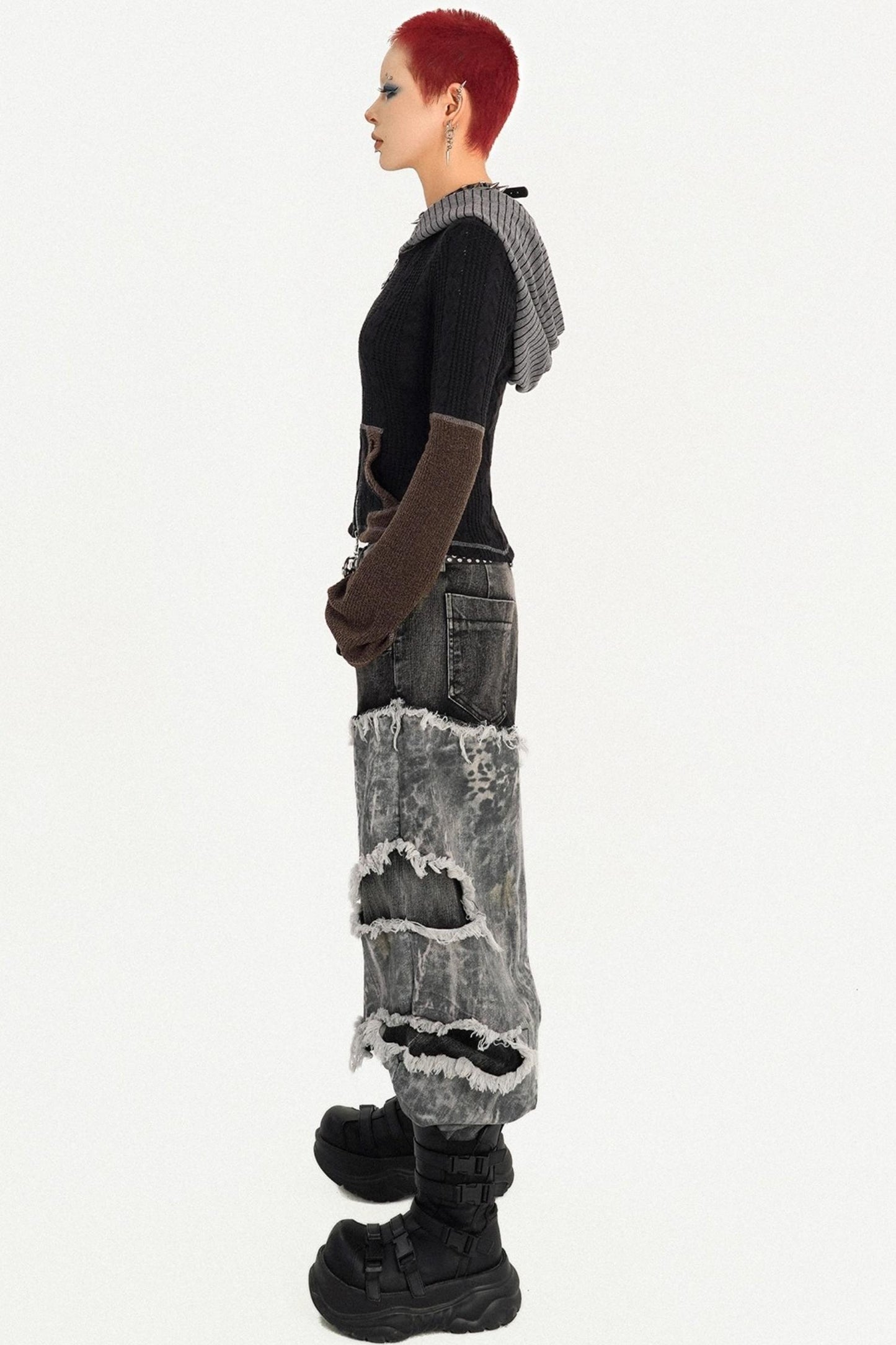 Retro Wasteland Color-Blocking Cardigan Jacket