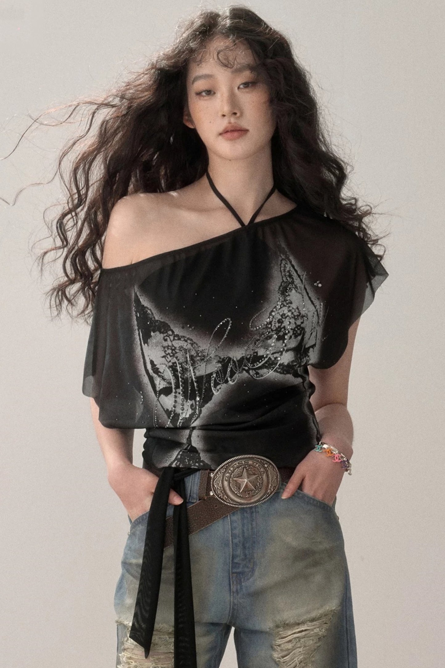 빈티지 스위트 홀터넥 탑