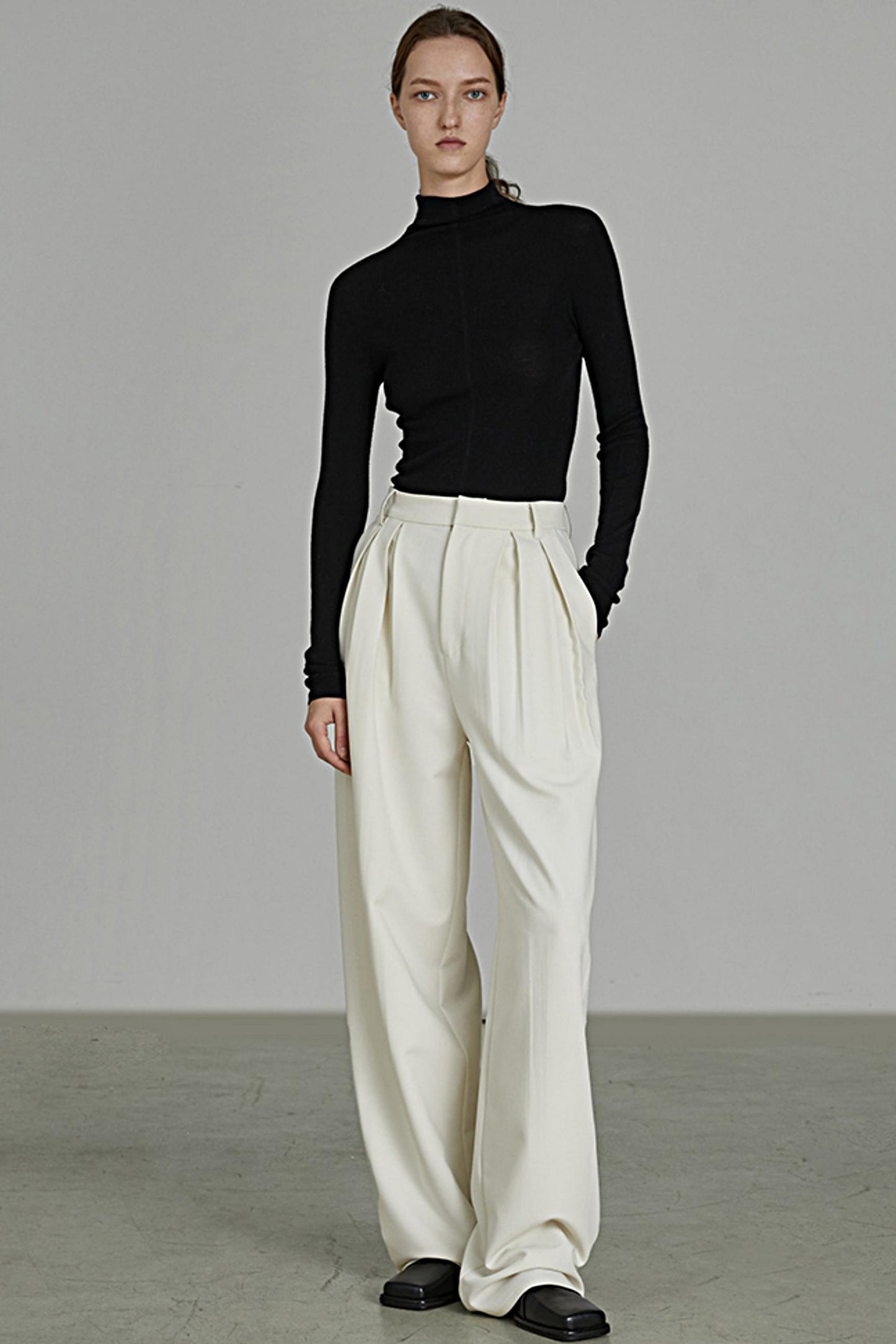 High-Waist Wide-Leg Draped Pants