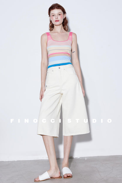 Relaxed Cotton Wide-Leg Denim Shorts