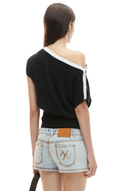 Acetate Wool Asymmetrical Top