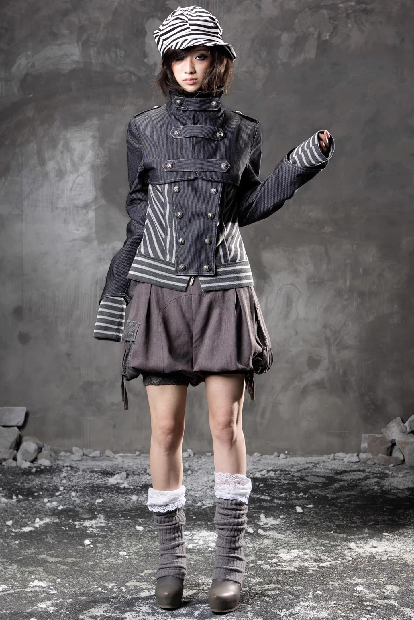 Denim Patchwork Striped Jacket
