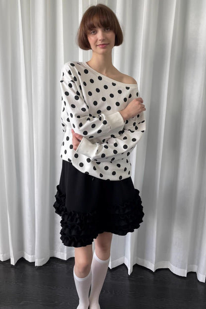 Versatile Polka Dot Crew Neck Sweatshirt