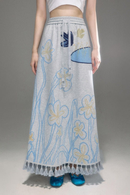 Flying Bird Print Skirt