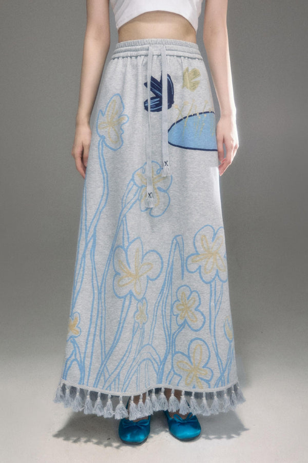 Flying Bird Print Skirt