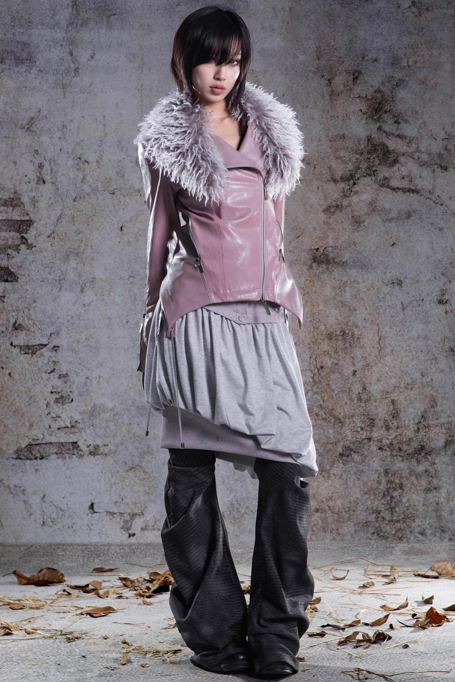 Slim Fit Leather Punk Jacket