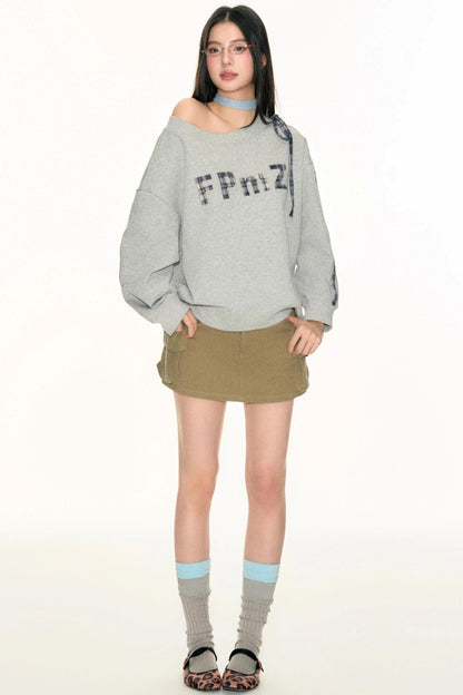 One-Line Letter Patch Sweatshirt