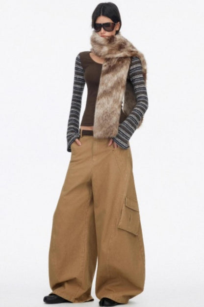 Distressed Wide-Leg Cargo Pants