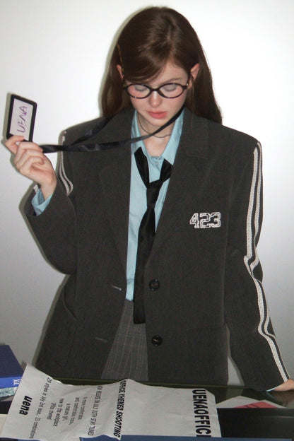 Retro Gray Embroidered Jacket