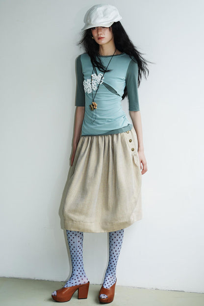 Jacquard Color-Blocked Slim-Fit Top