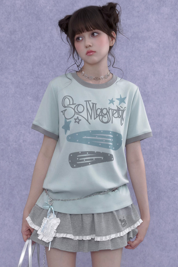Sweet Cool Print T-Shirt Shorts Set-Up