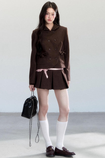 Warm Butterfly Pleated Skirt Set-Up