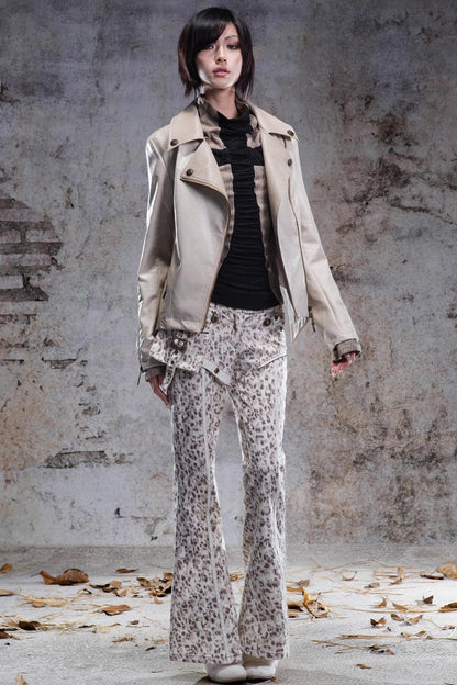 Vintage Leopard Print Flared Pants