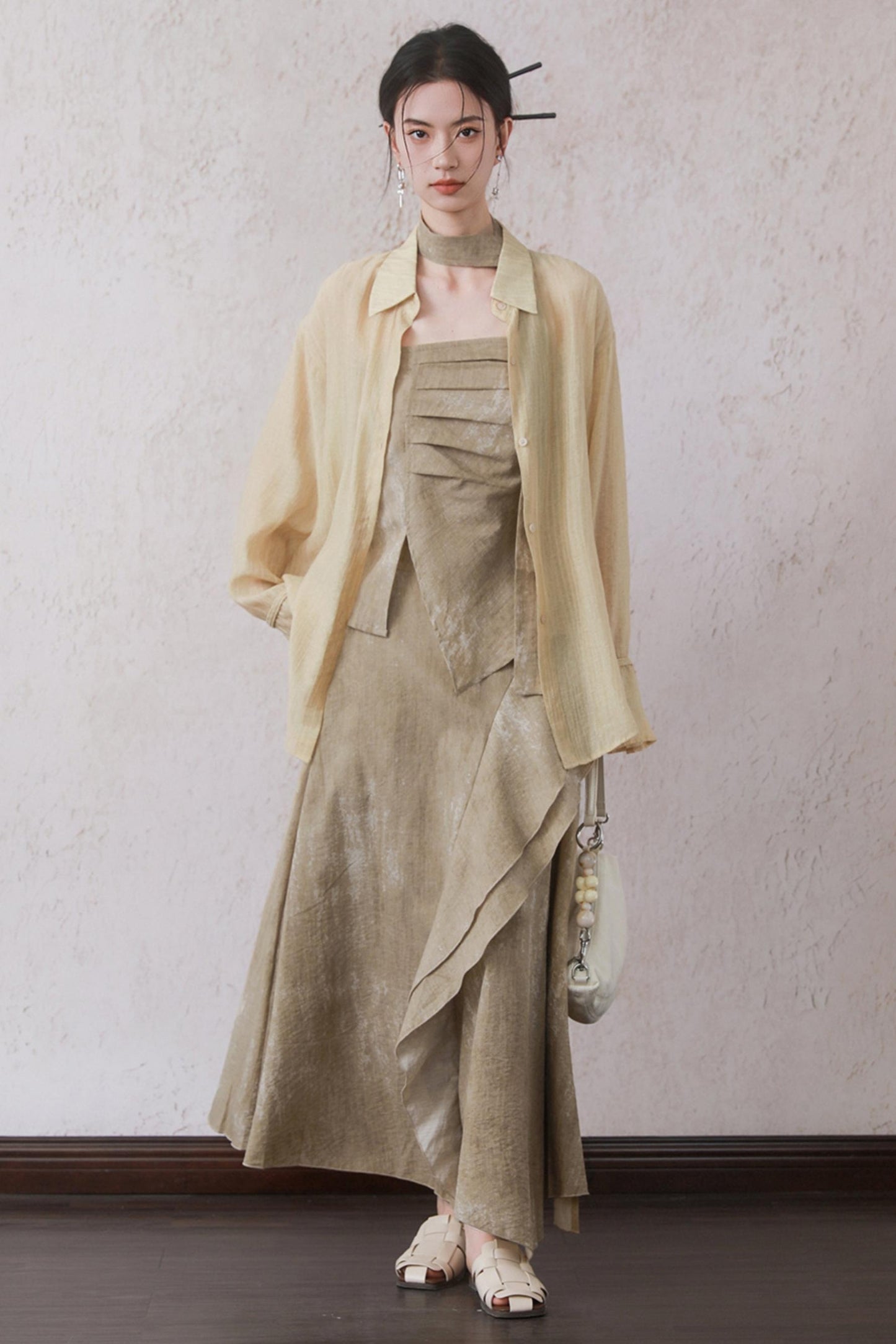 Sun-Protective Yellow Striped Shirt