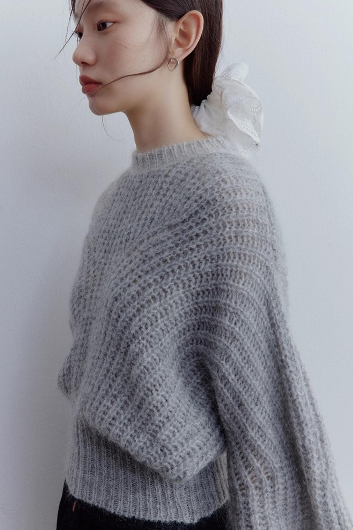 Furry Misty Gray Wool Top