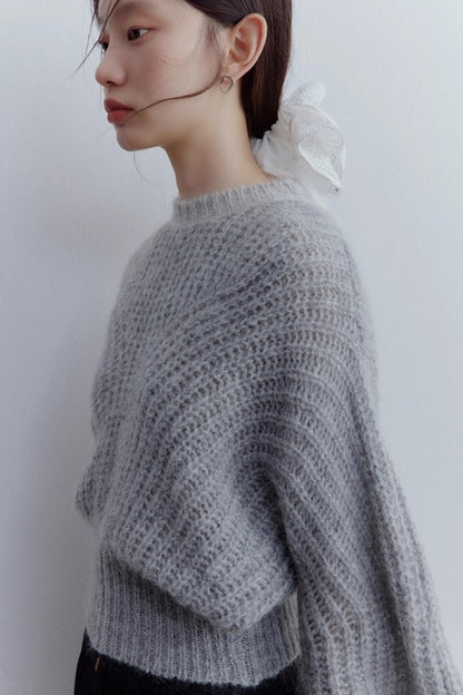 Furry Misty Gray Wool Top