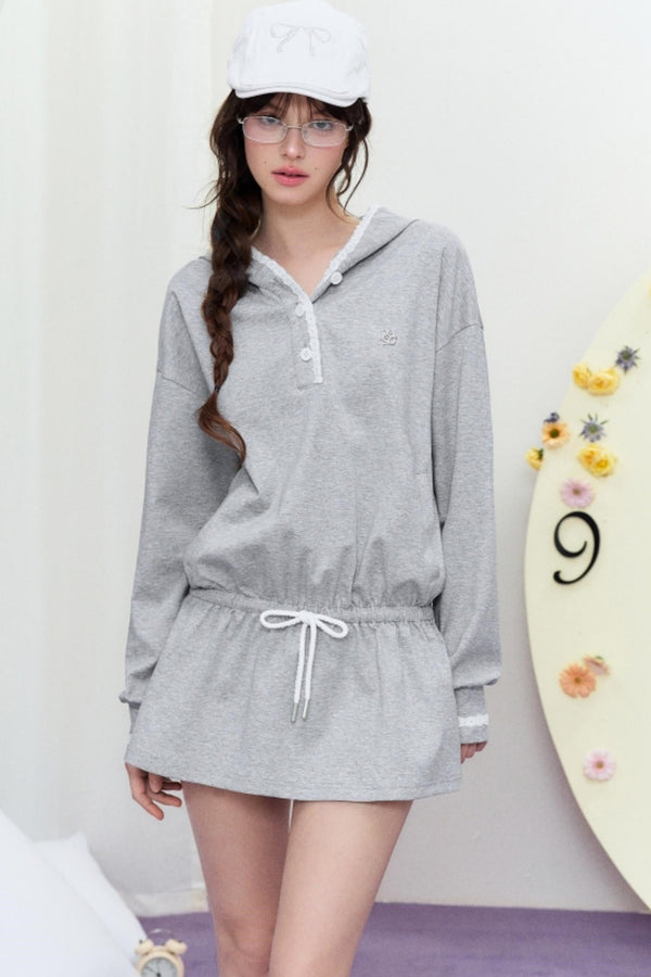 Drape Hoodie Sweater Dress