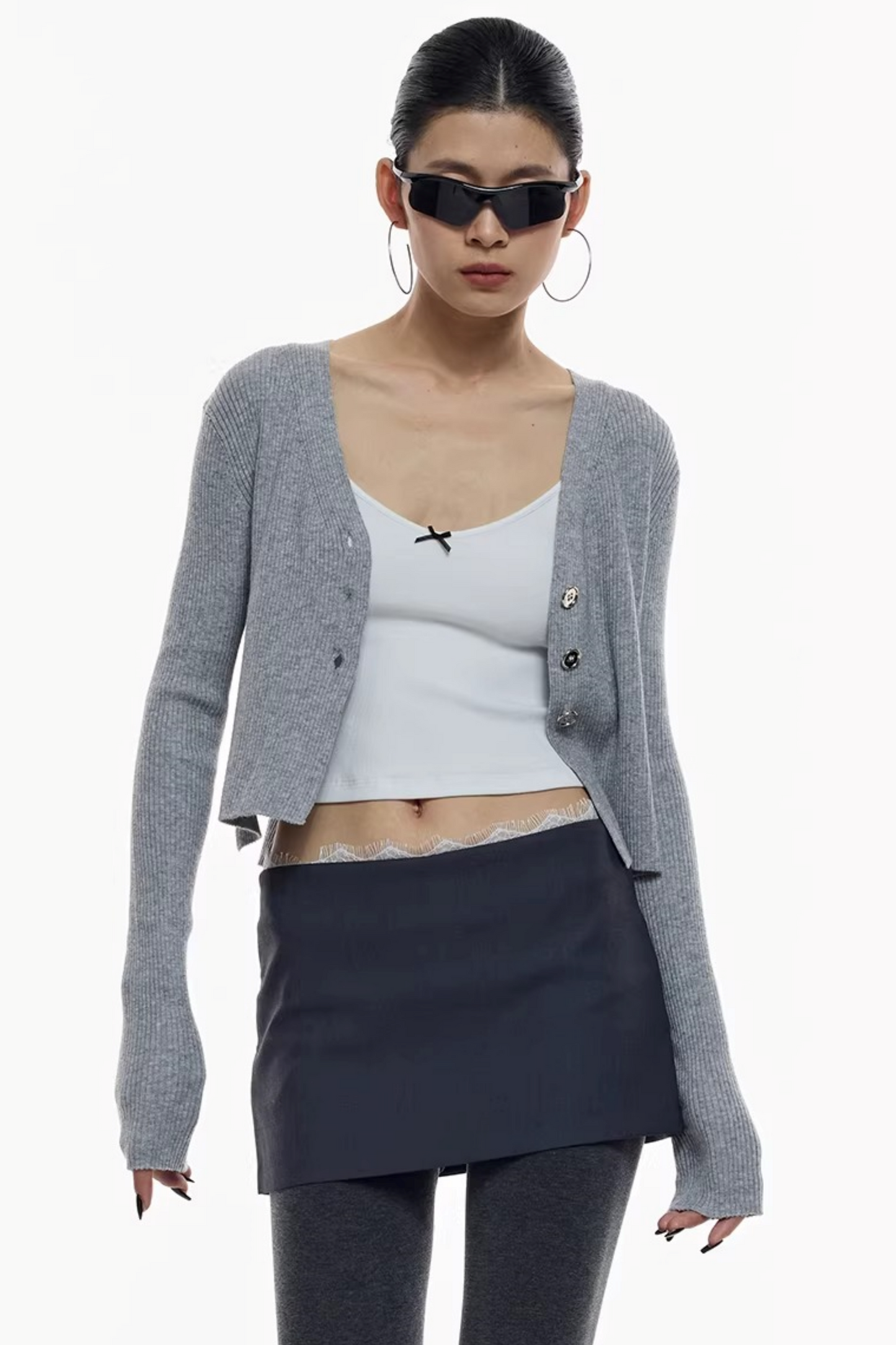 Gray Wool Blend Cardigan