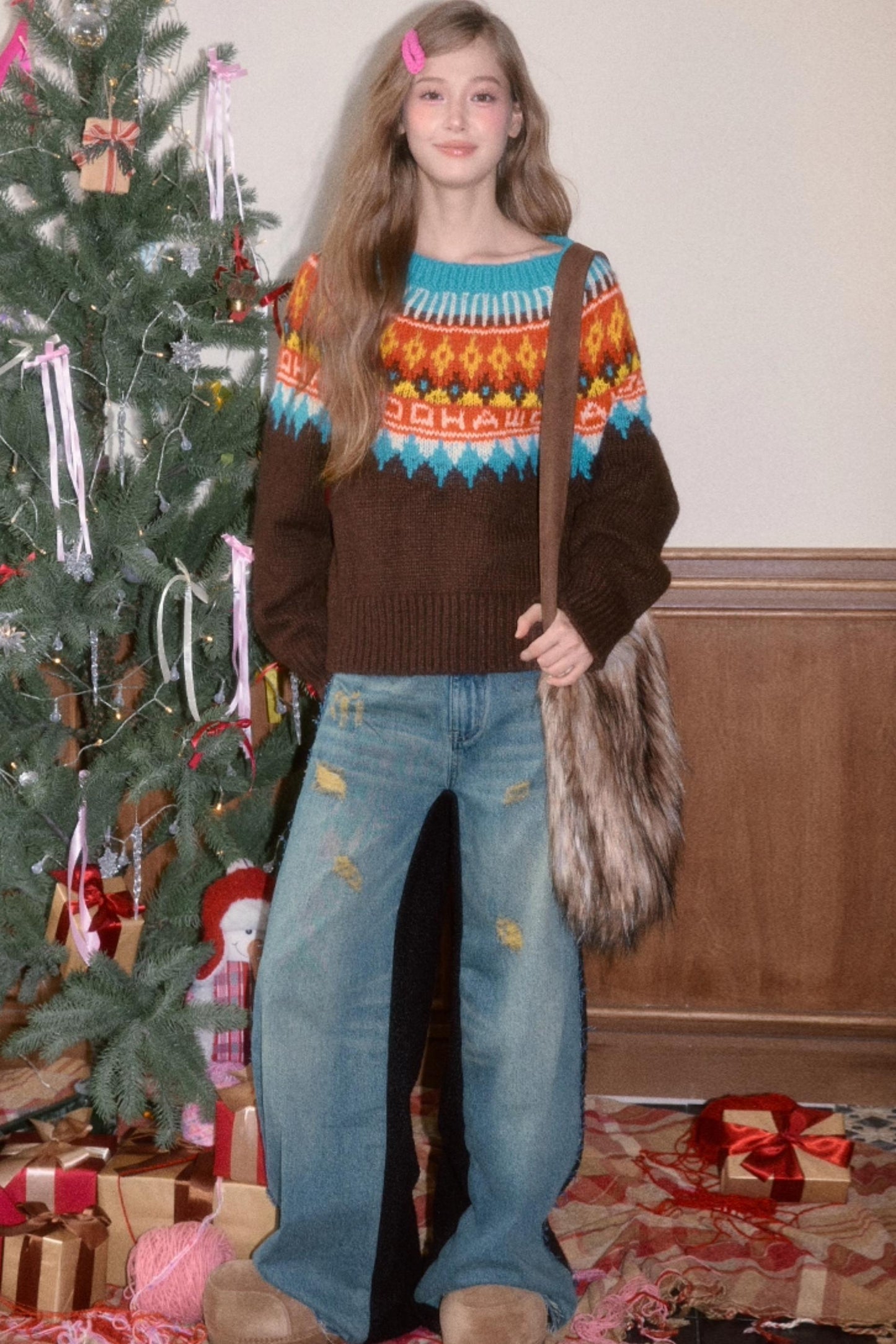 Brushed Fair Isle Winter Sweater