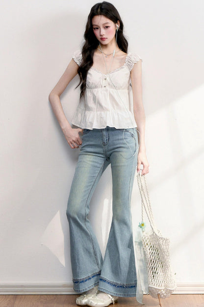 French Lace Puff Sleeve Blouse