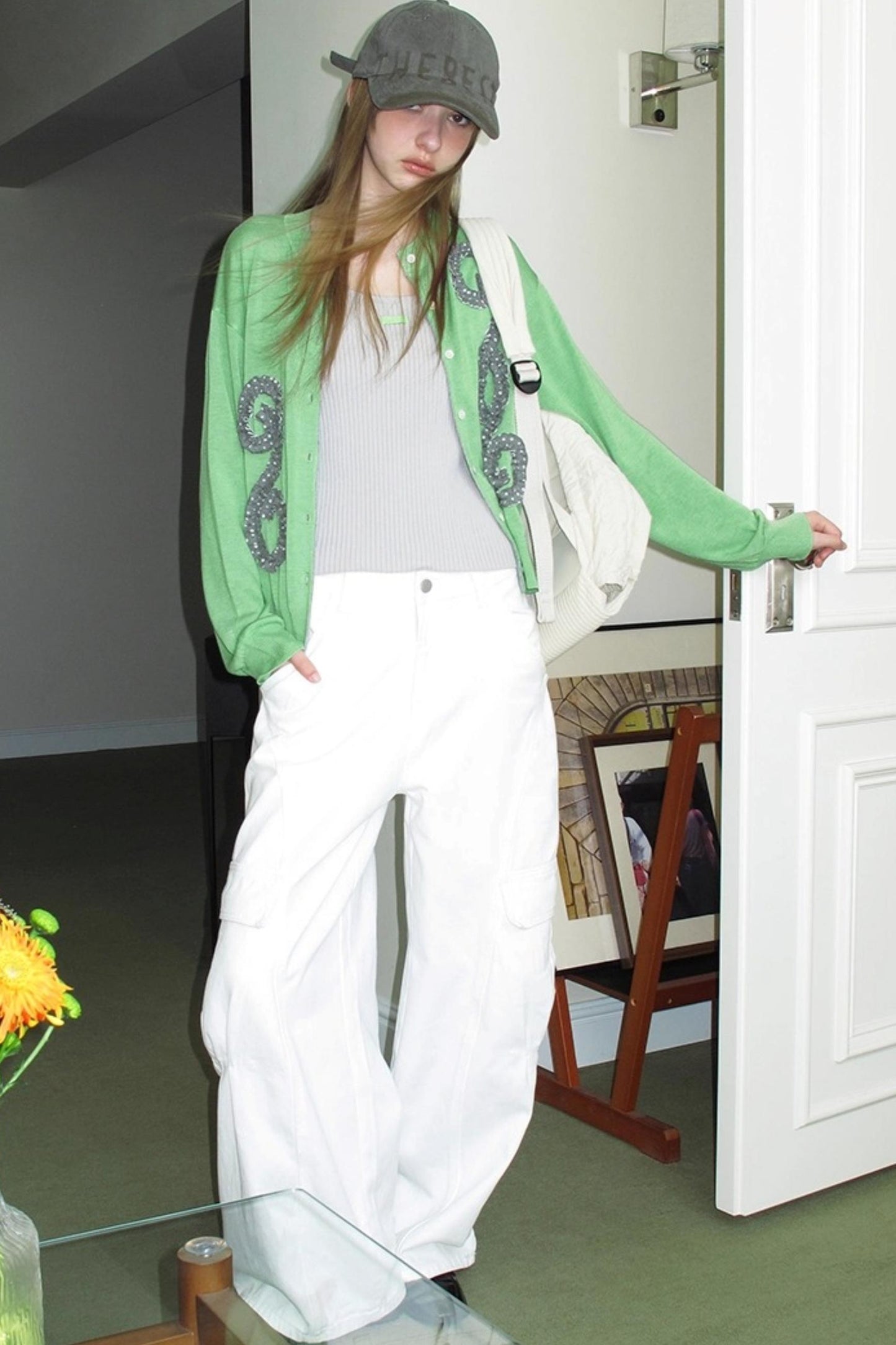 Emerald Pleated Knitwear Cardigan