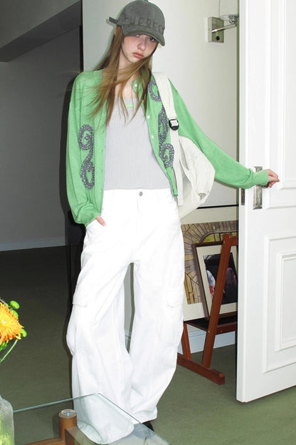 Emerald Pleated Knitwear Cardigan