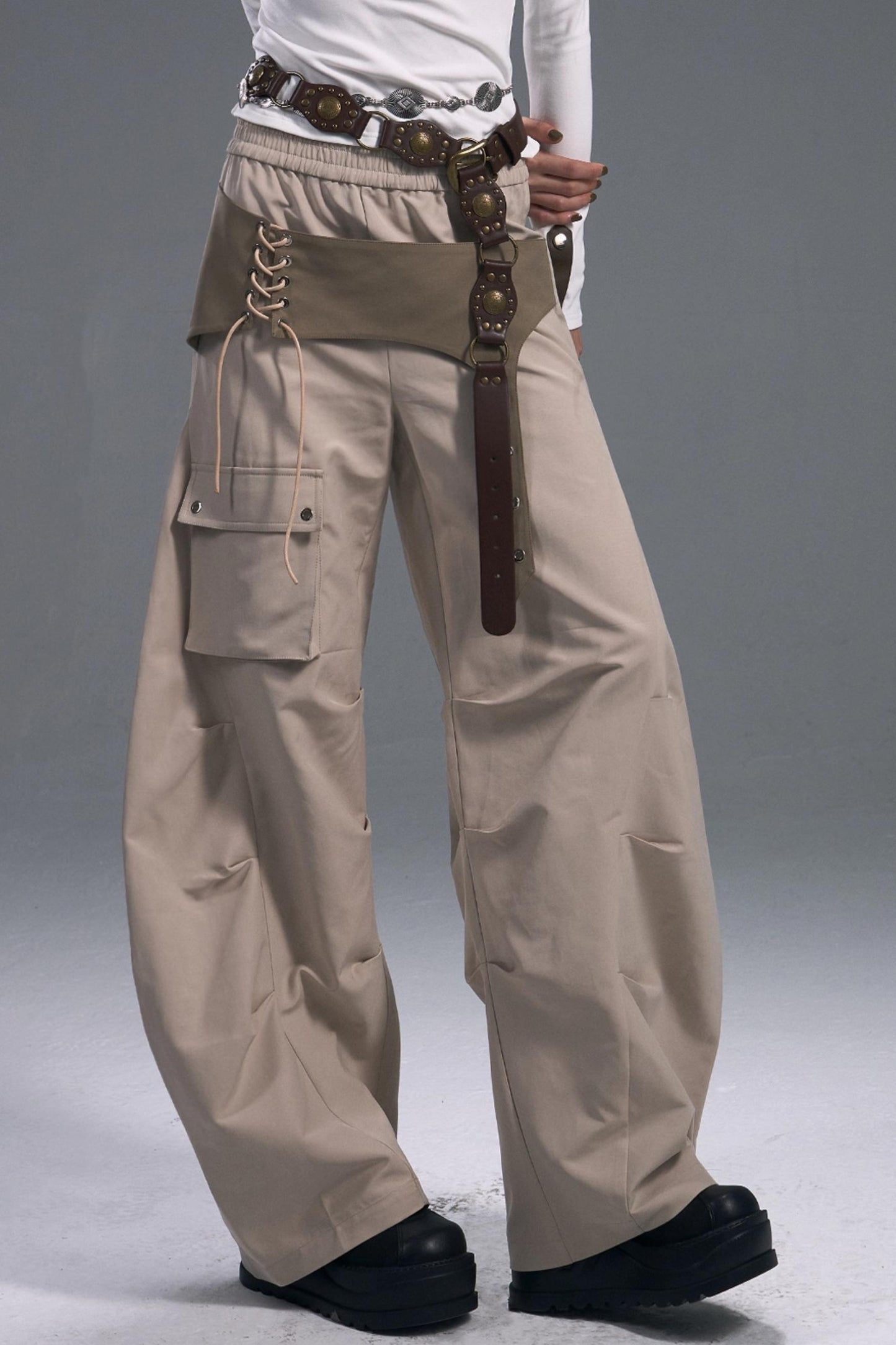 Vintage Lace-Up Cargo Pants